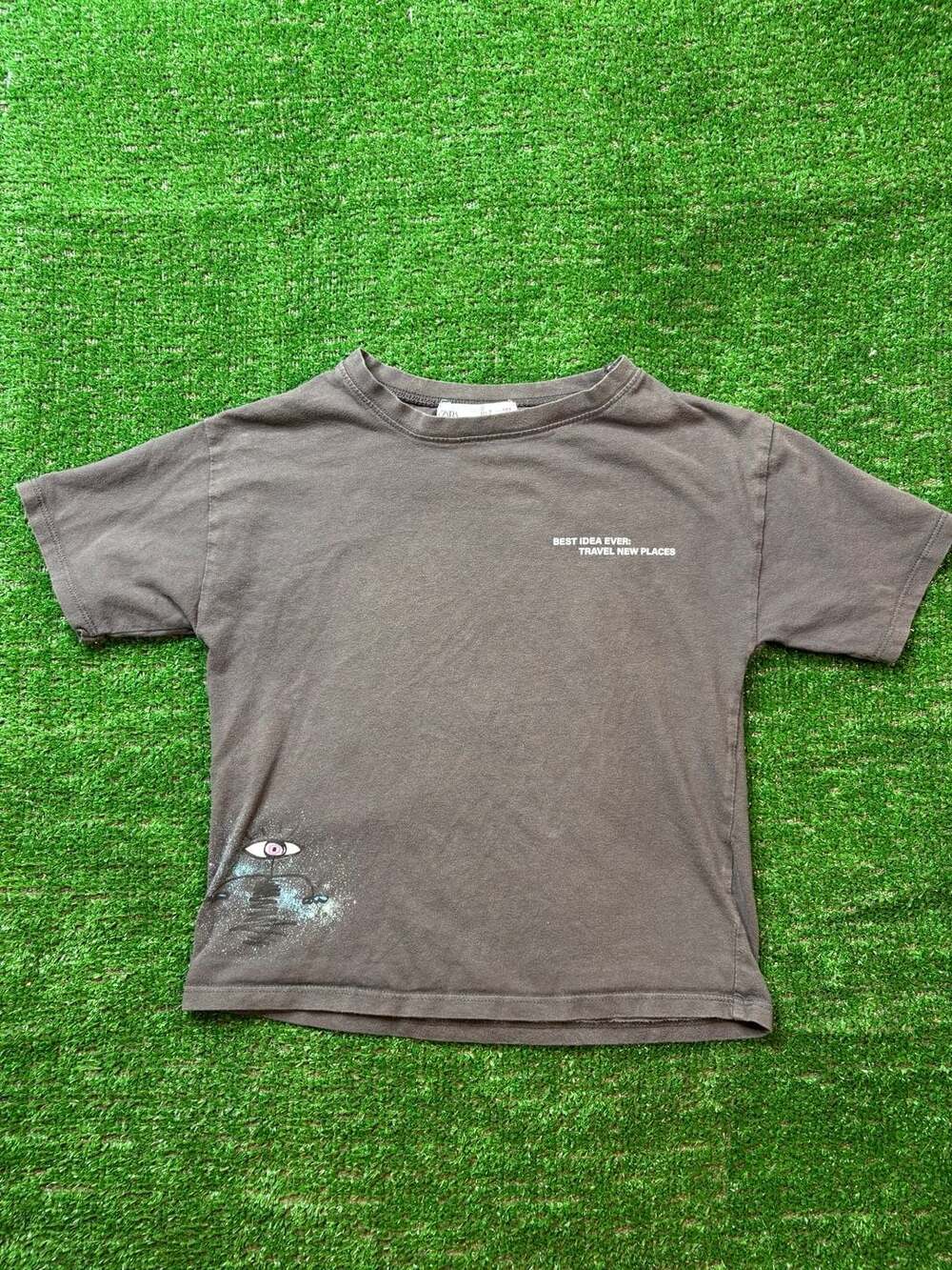 Zara Feel Explorer Graphic T-Shirt Size 7 122 cm Dark Gray